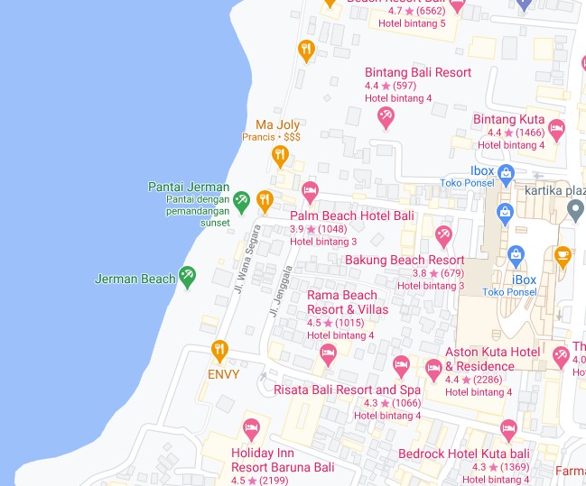 Tanah Los Pantai dijual di Kuta