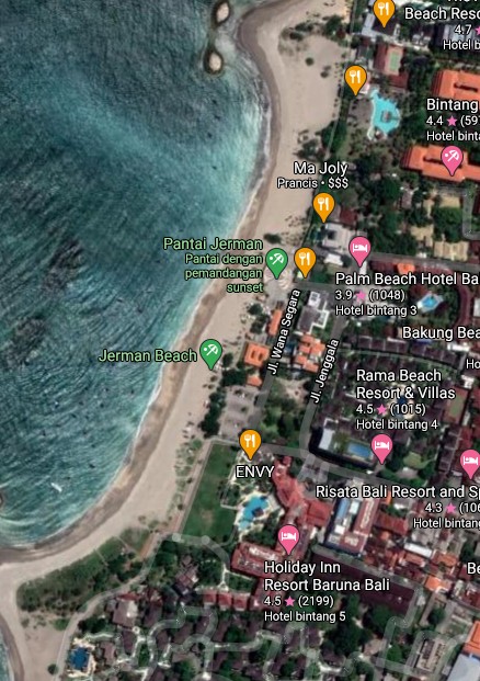 Tanah Los Pantai dijual di Kuta